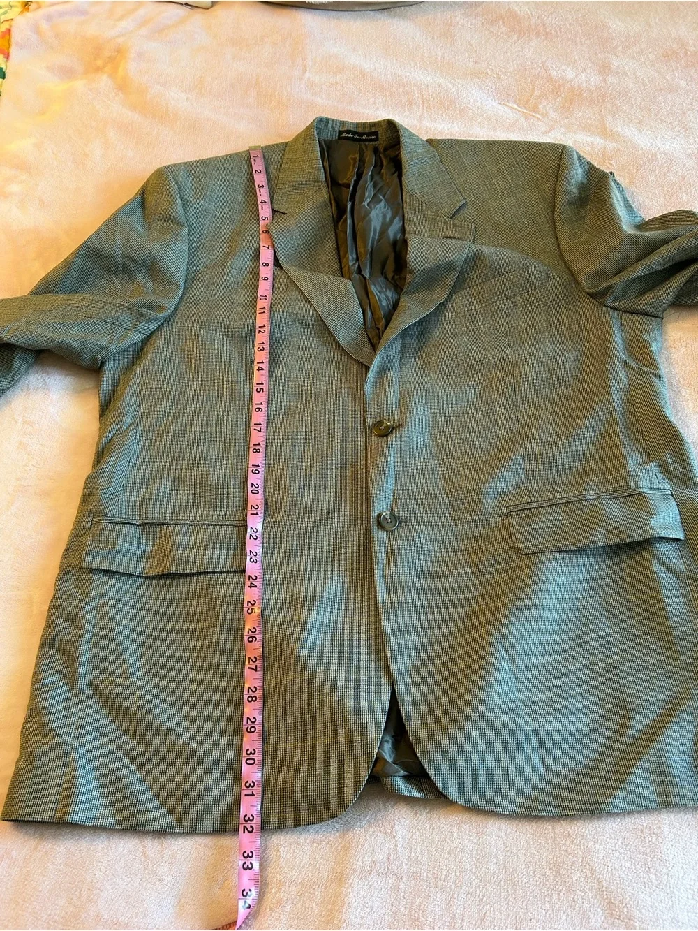 Lauren Ralph Lauren silk/wool blend men’s gray puppytooth print blazer size 46R